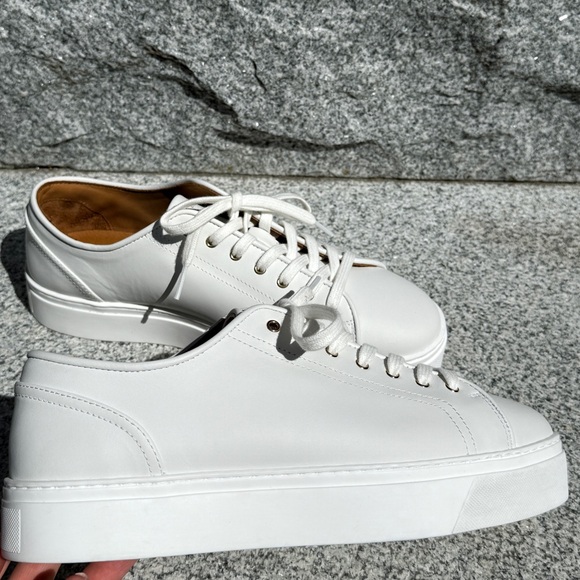 NWOB Maël Sézane Trainers White Leather Platform Sneakers Size 10 41 RET $180 - Picture 4 of 7